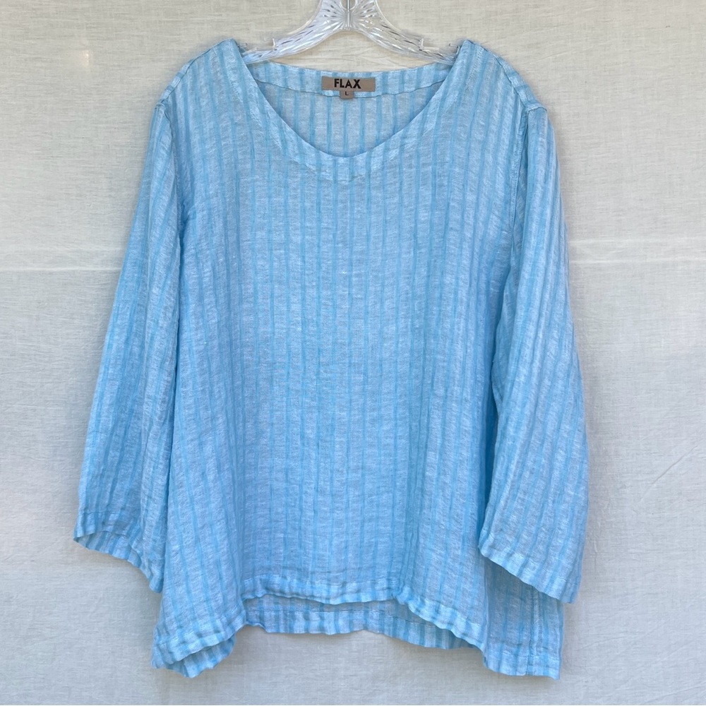 Flax Light Blue Striped Top